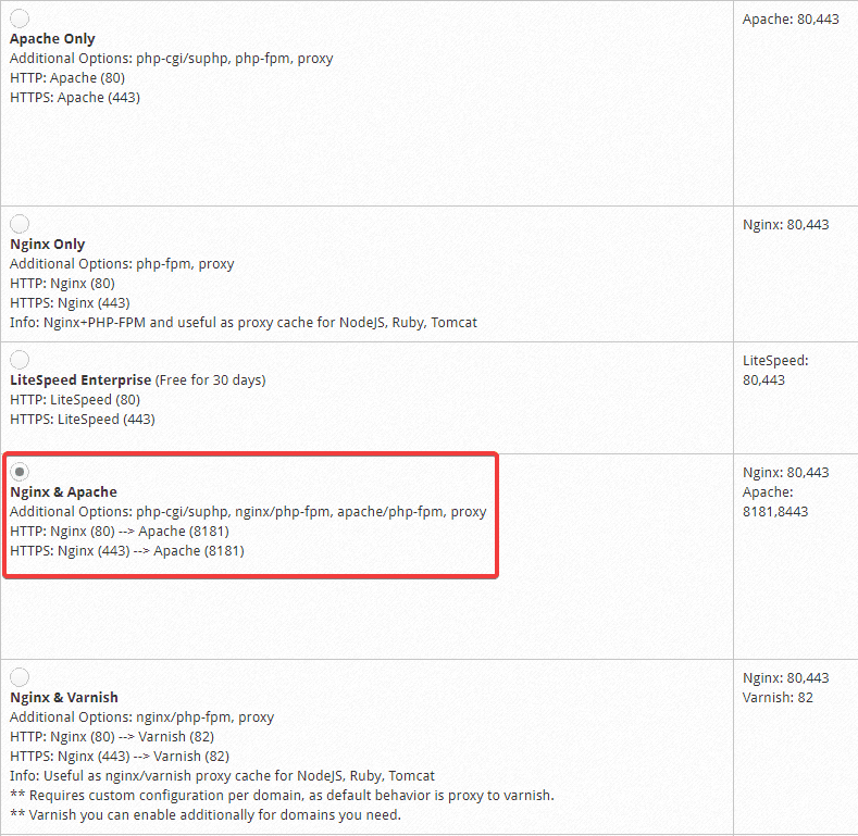 Change Webserver on Centos Web Panel 