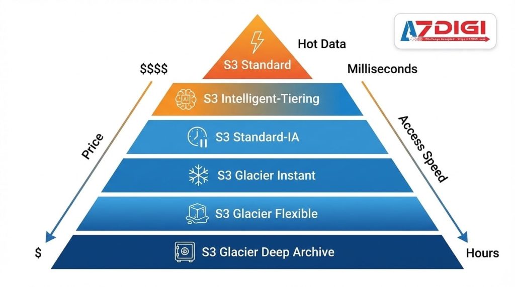 Mô hình các tier S3 Amazon - Chọn đúng để tối ưu chi phí
