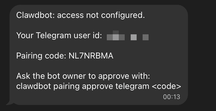 Pairing code trên Telegram