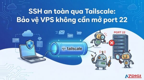 SSH an toàn qua Tailscale: Bảo vệ VPS không cần mở port 22