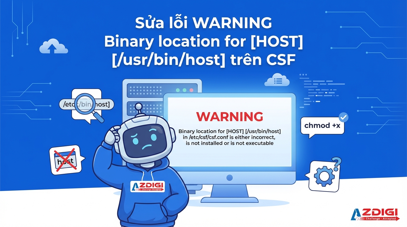 Sửa lỗi WARNING Binary location for [HOST] [/usr/bin/host] trên CSF
