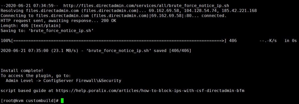 Install CSF on DirectAdmin