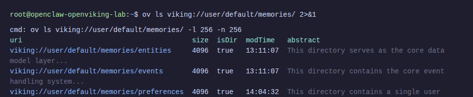OpenViking memory structure