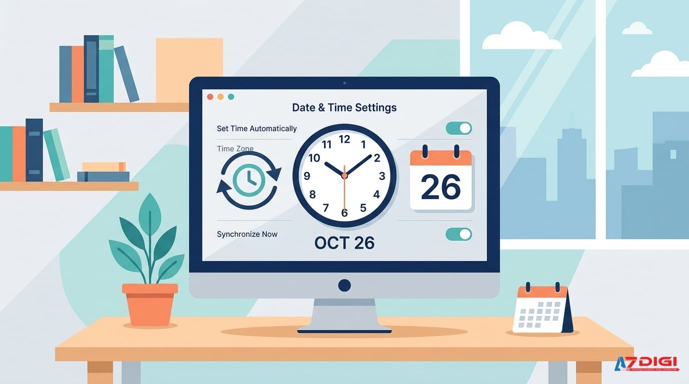 Kiểm tra chỉnh ngày giờ hệ thống để sửa lỗi SSL