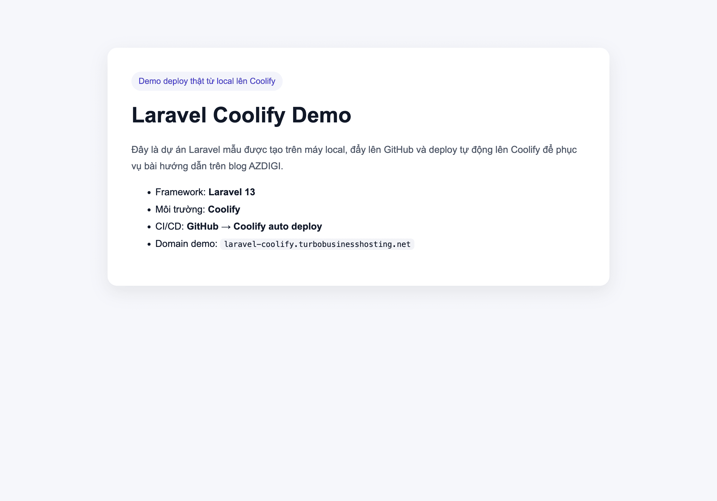 Website Laravel sau khi deploy thành công và truy cập được qua URL public