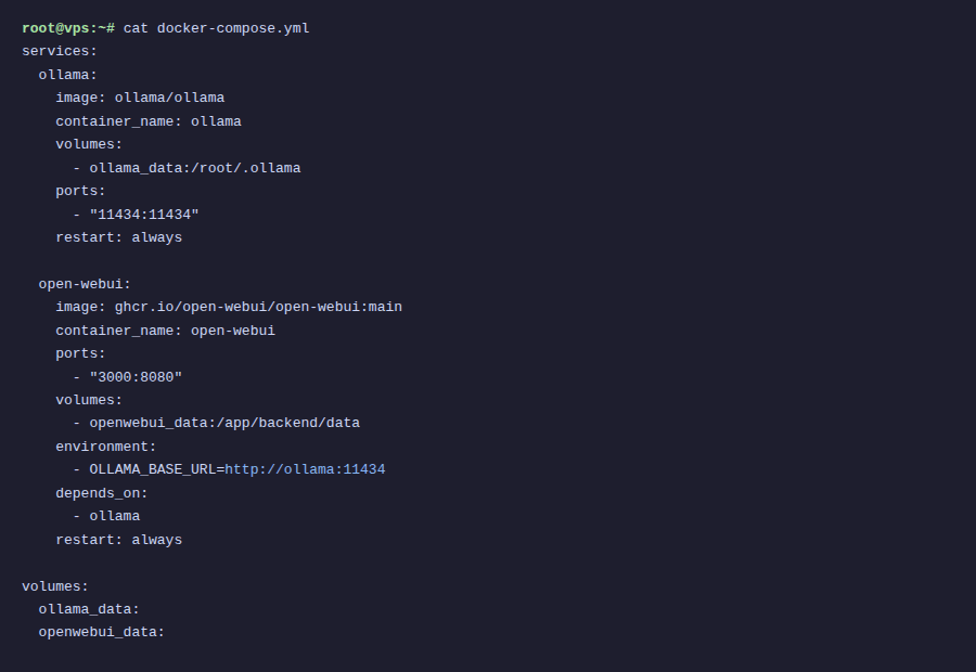 Docker Compose file cho Ollama + Open WebUI
