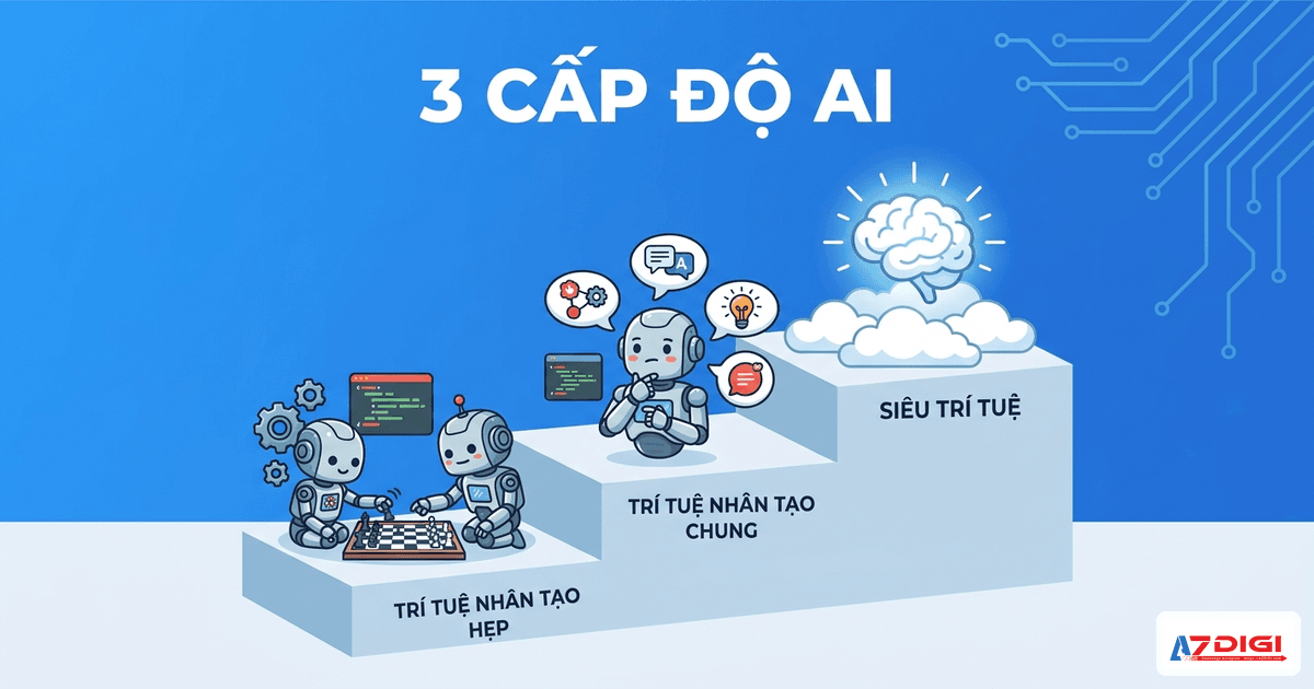 3 cấp độ AI - Narrow AI General AI Super AI