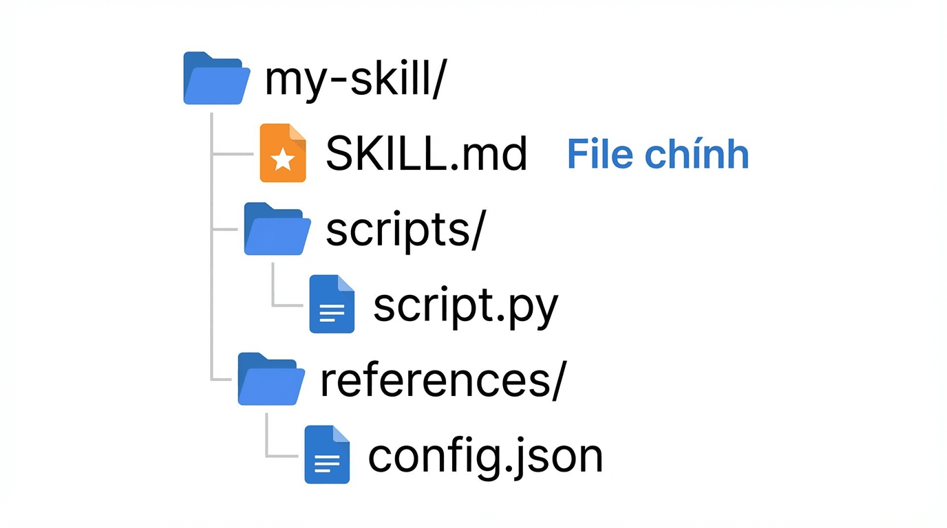 Cấu trúc thư mục của một skill tự tạo trong OpenClaw