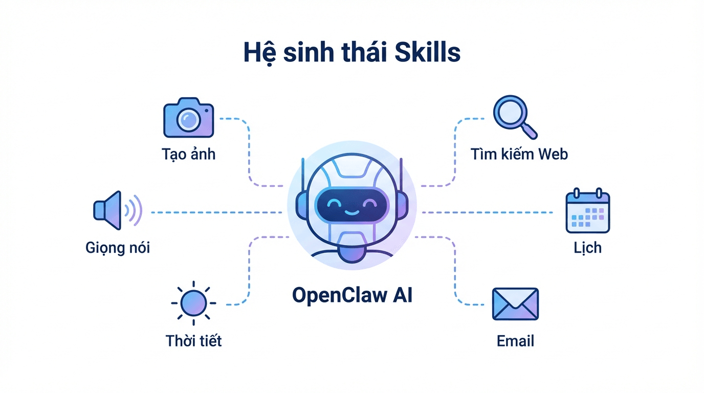 Hệ sinh thái Skills trong OpenClaw mở rộng khả năng cho trợ lý AI