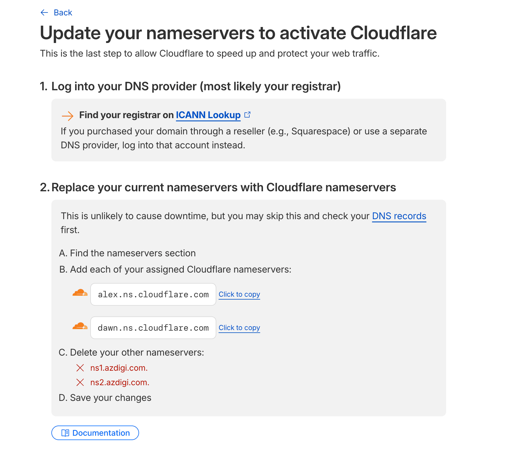 Nameservers Cloudflare