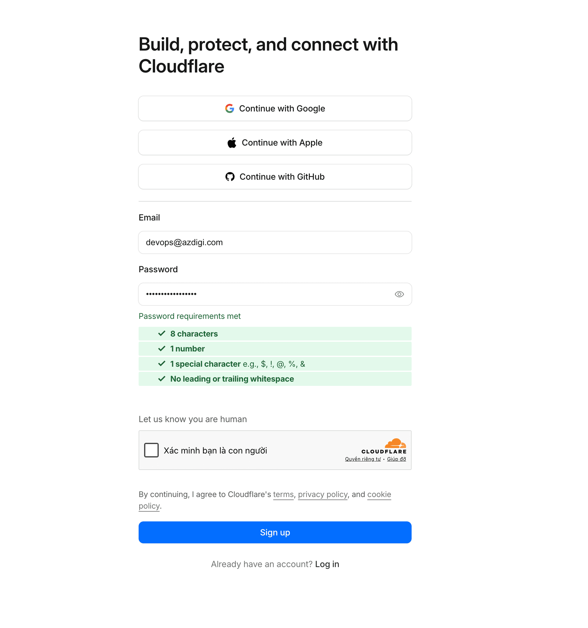 Đăng ký tài khoản Cloudflare