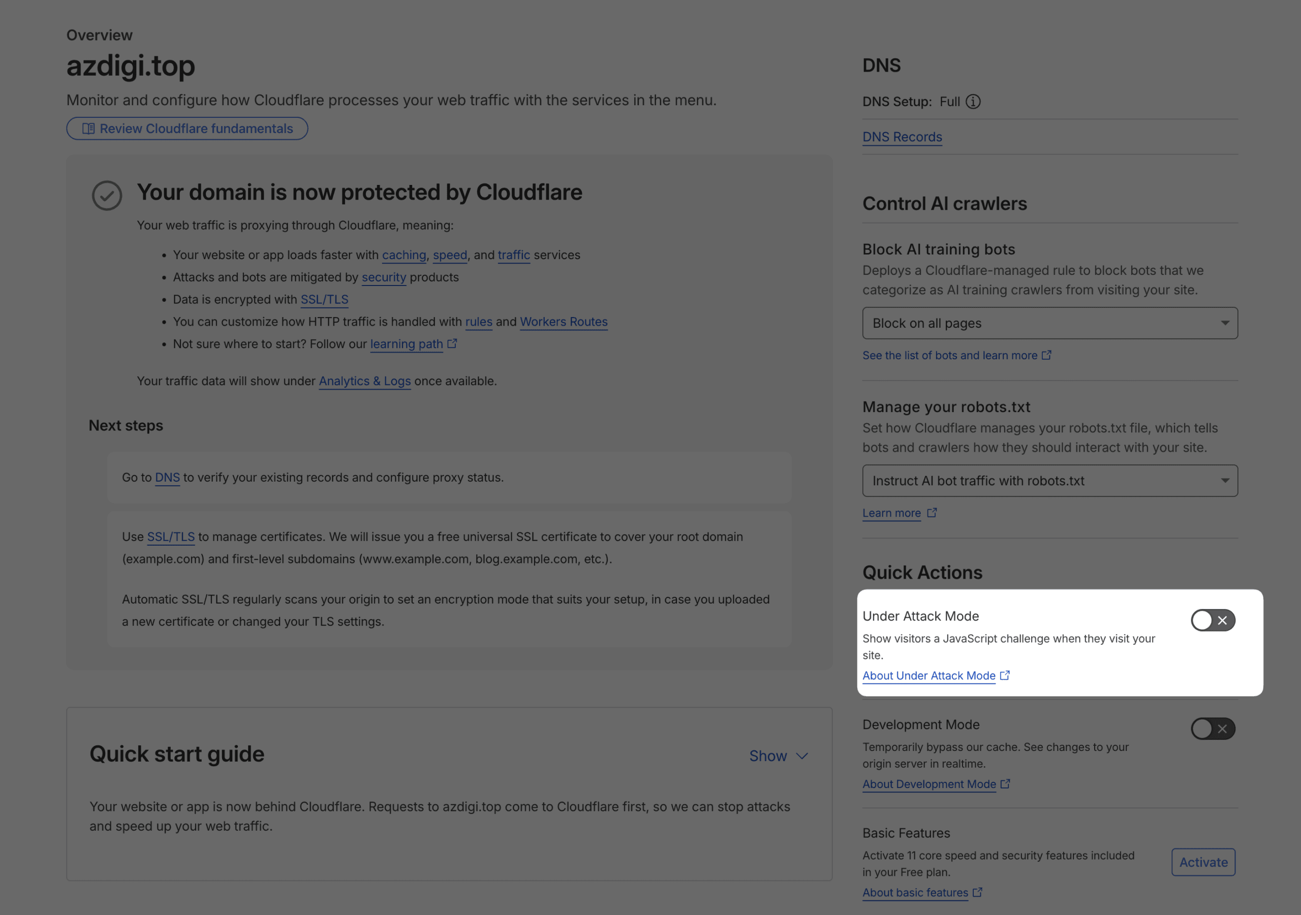 Cloudflare Under Attack Mode