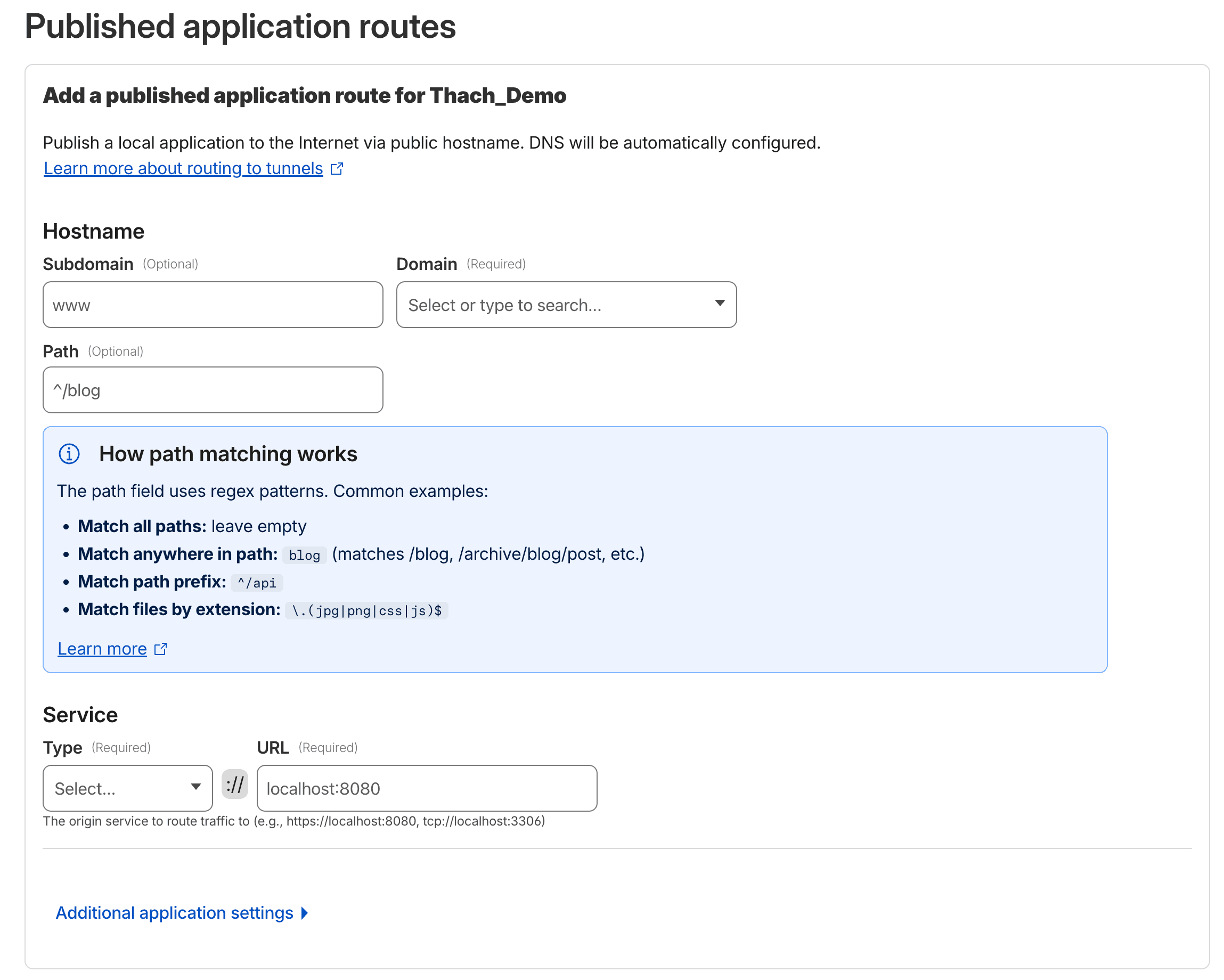 Thêm hostname cho tunnel