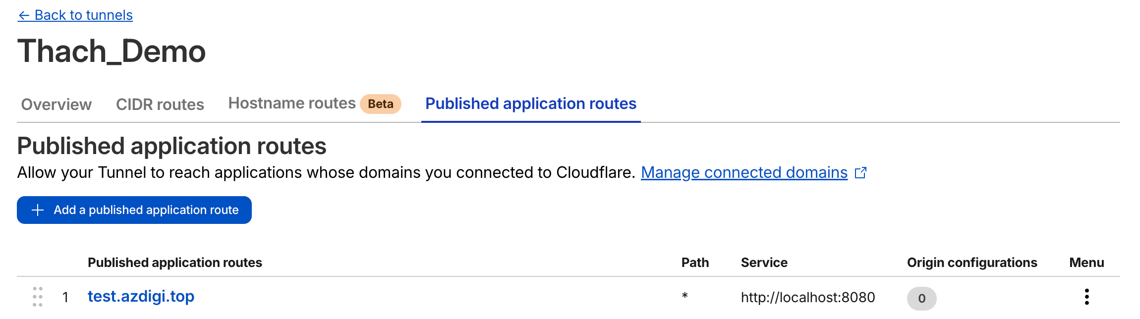 Cấu hình Public Hostname cho tunnel