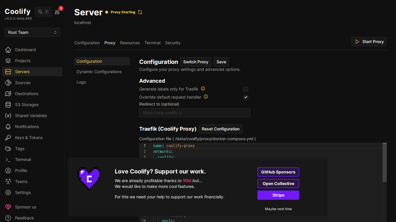 Cấu hình Traefik Proxy trên Coolify