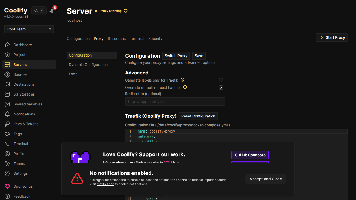 Traefik reverse proxy trên Coolify