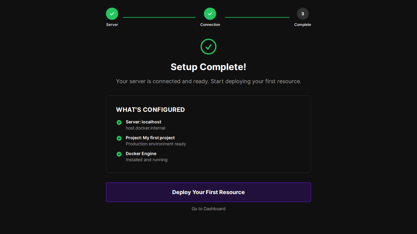 Tạo project đầu tiên trong Coolify