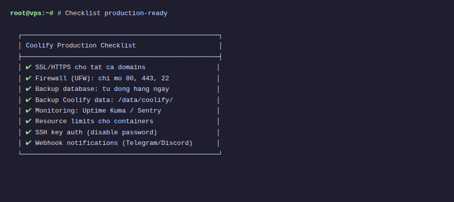 Checklist production-ready