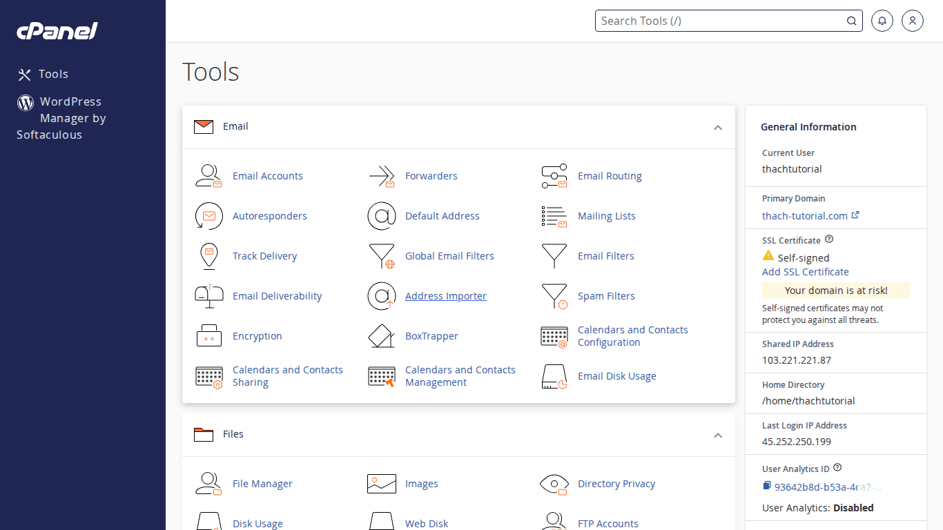 Giao diện cPanel Jupiter theme