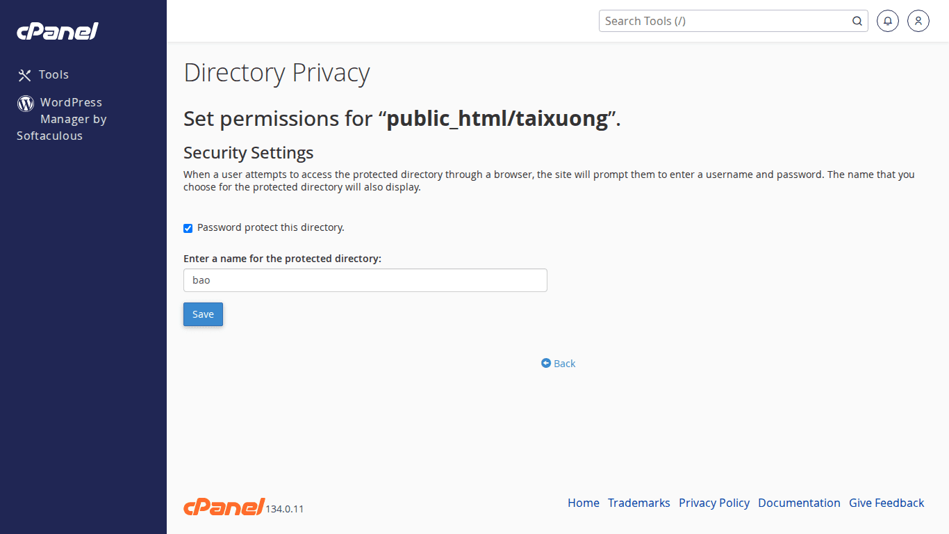 Tạo tài khoản xác thực cho thư mục được bảo vệ