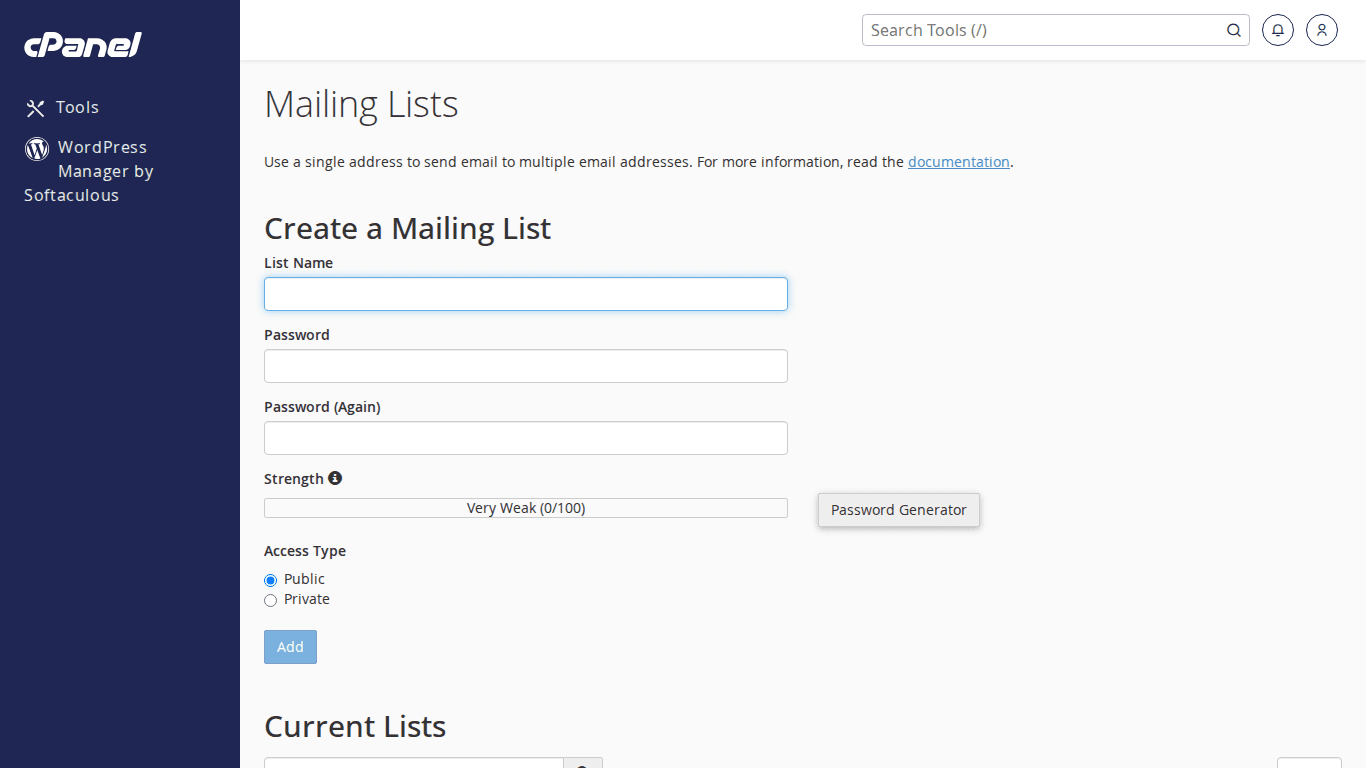 Mailing Lists trên cPanel