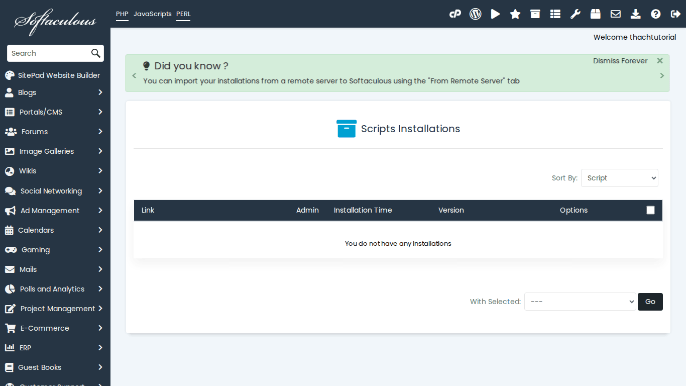 Screenshot softaculous-wp cPanel