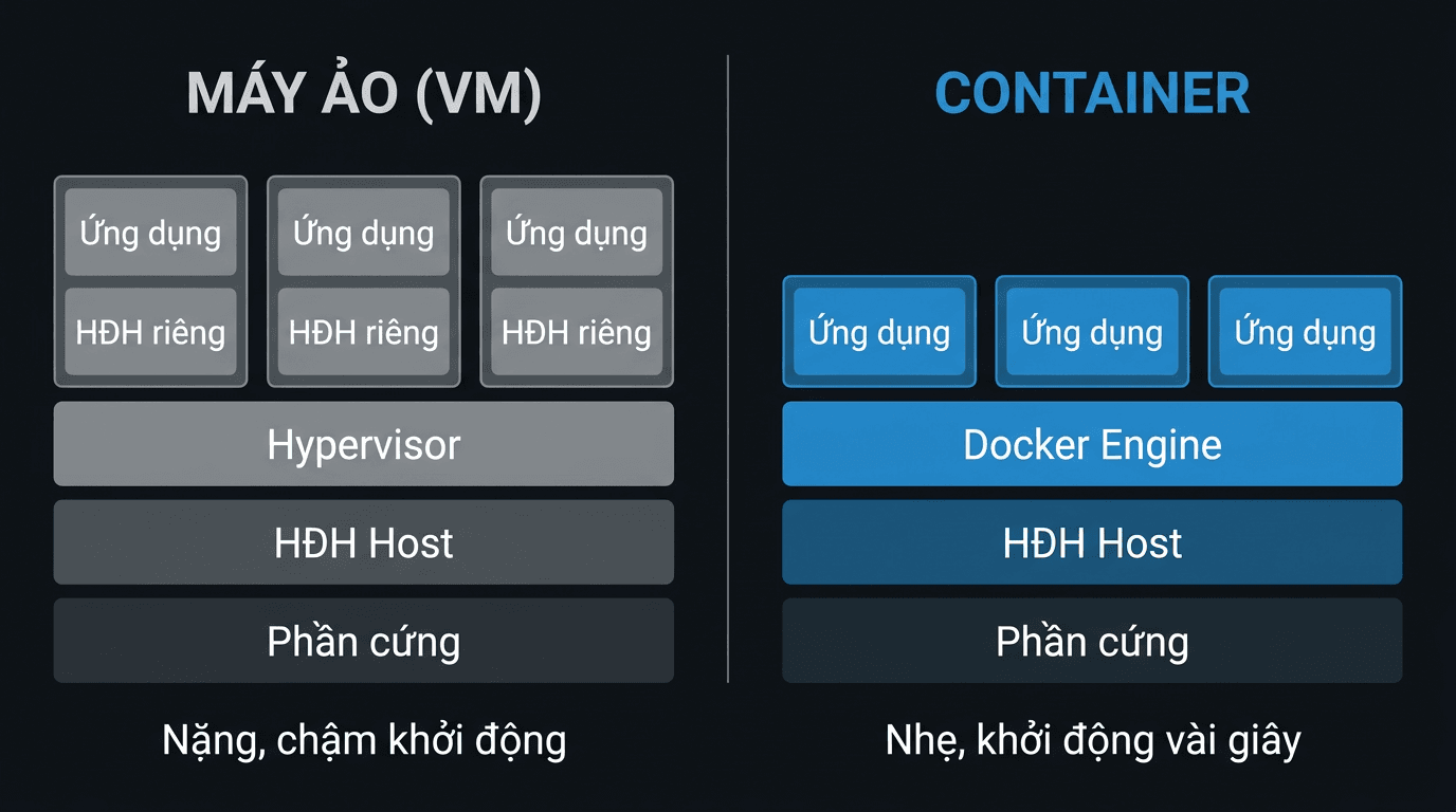 So sánh Container và Virtual Machine