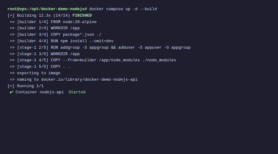 Docker Compose build Node.js app