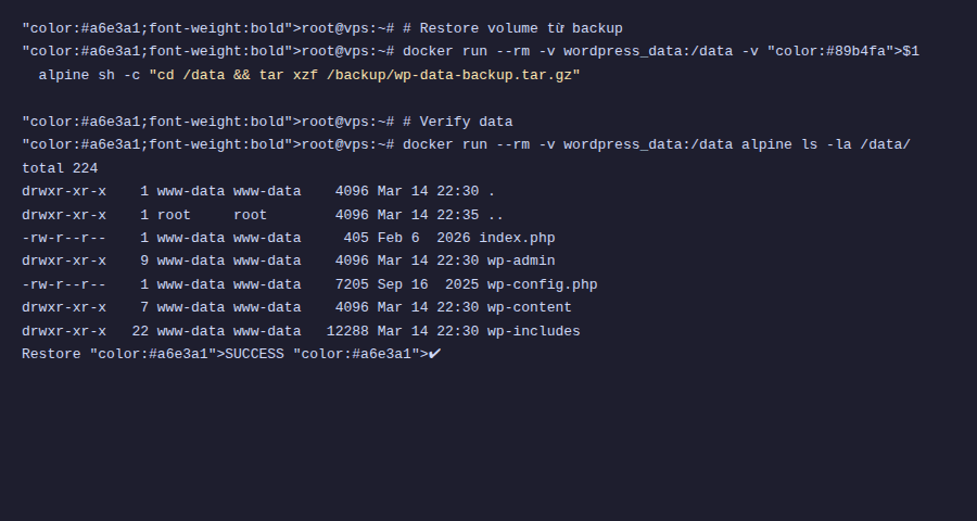 Restore Docker Volume từ backup