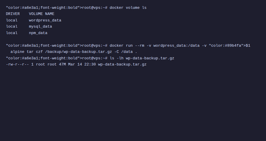 Backup Docker Volume bằng lệnh tar
