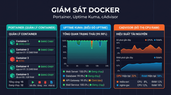 Monitoring Docker với Portainer, Uptime Kuma và cAdvisor