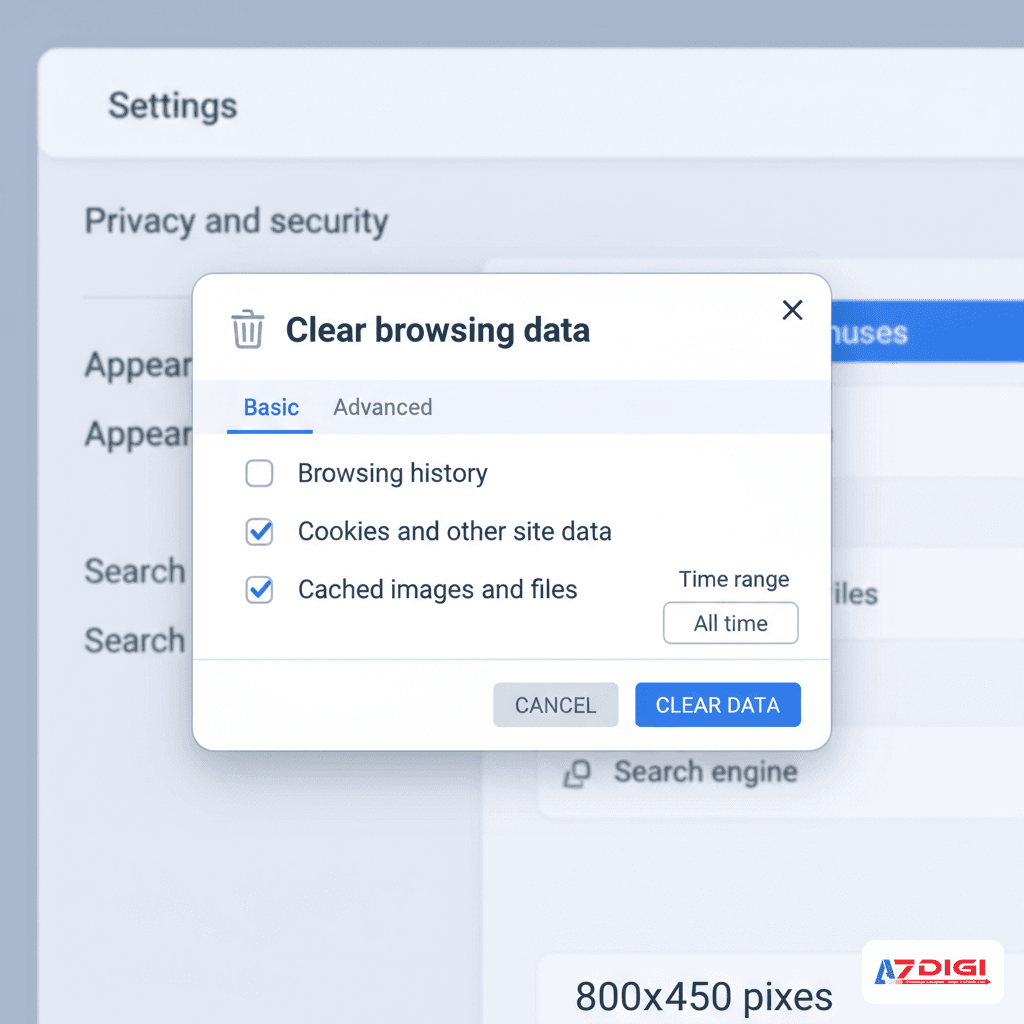 Xóa cache trình duyệt Chrome