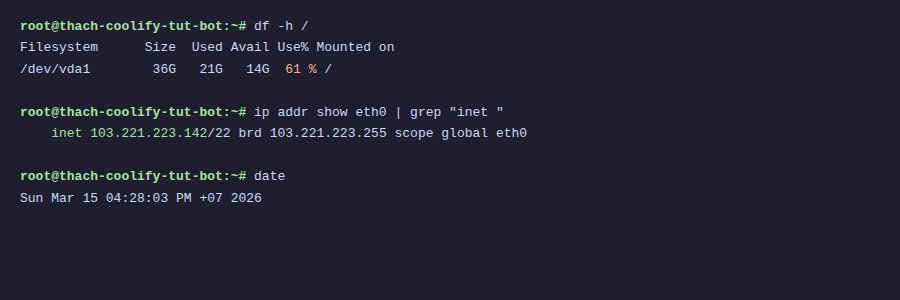 Thông tin hệ thống VPS
