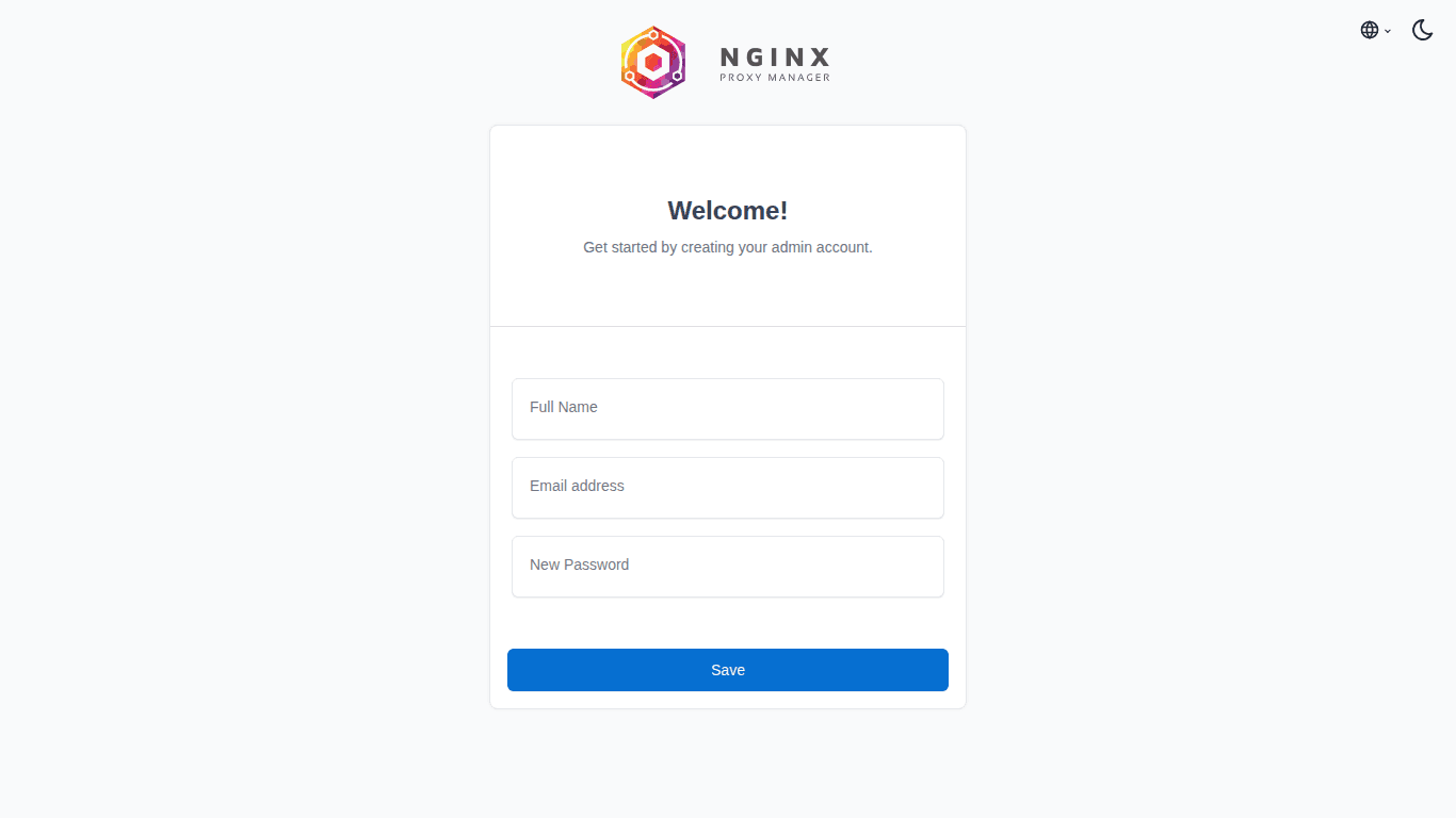 Trang đăng nhập Nginx Proxy Manager