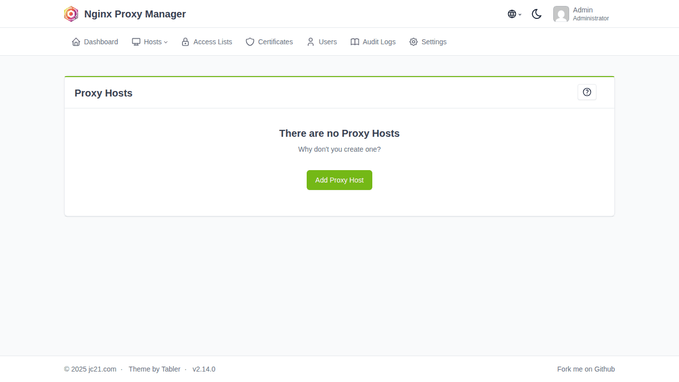 Danh sách Proxy Hosts trên NPM