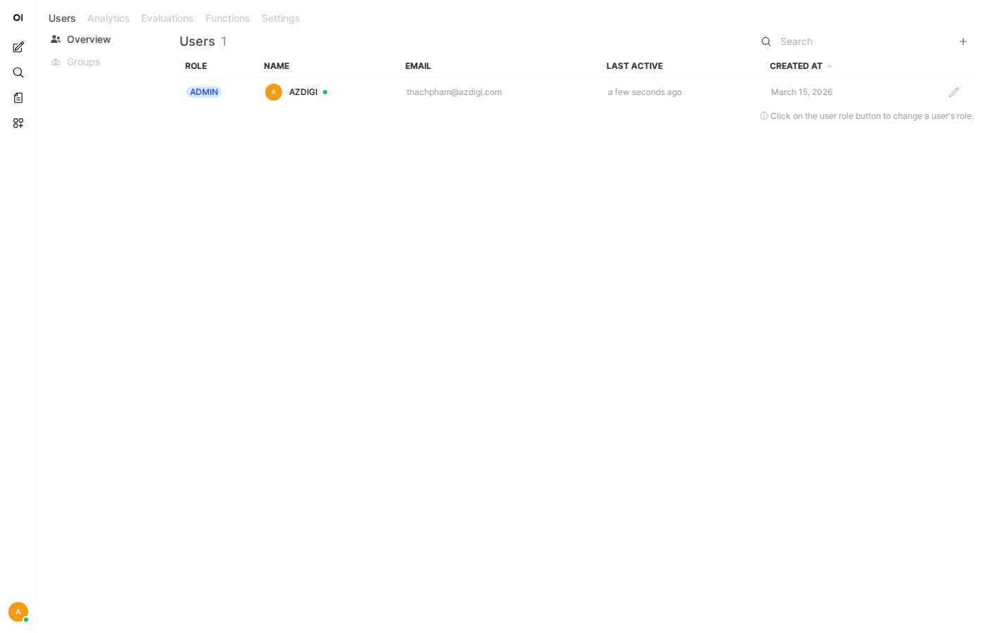 Admin panel quản lý users trên Open WebUI