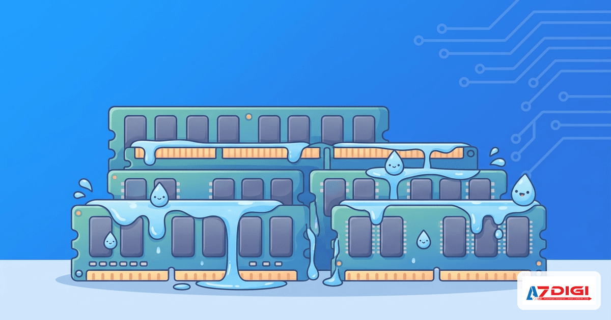 RAM modules with overflow water drops showing memory problems