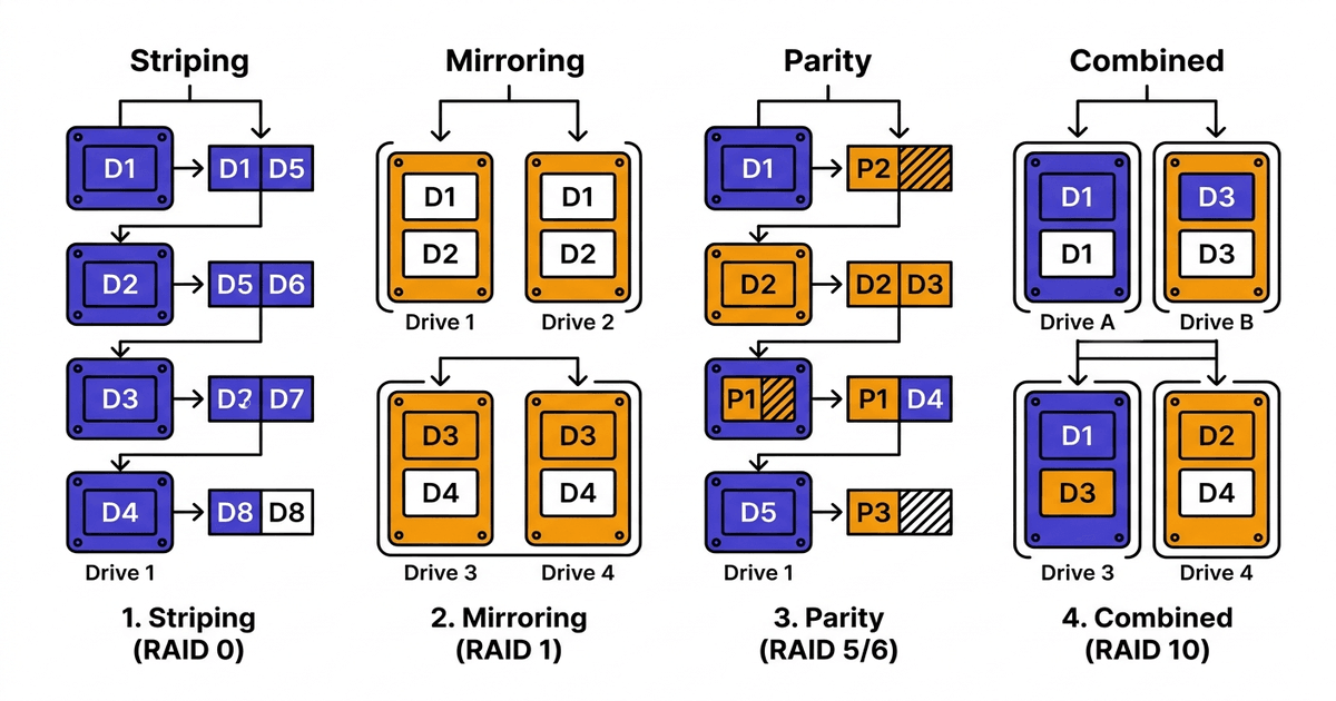 Các cấp RAID phổ biến