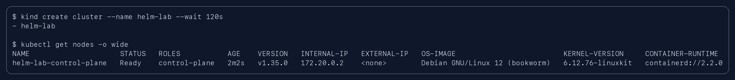 Tạo cluster Kind để test Helm