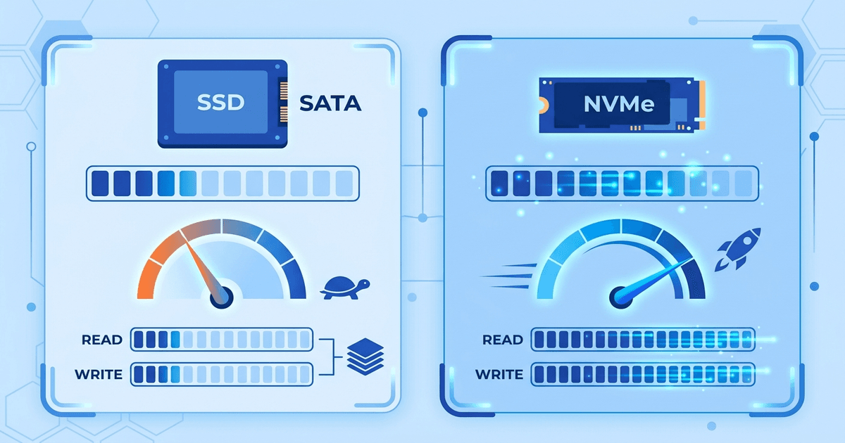 Tốc độ đọc ghi SSD SATA so với NVMe