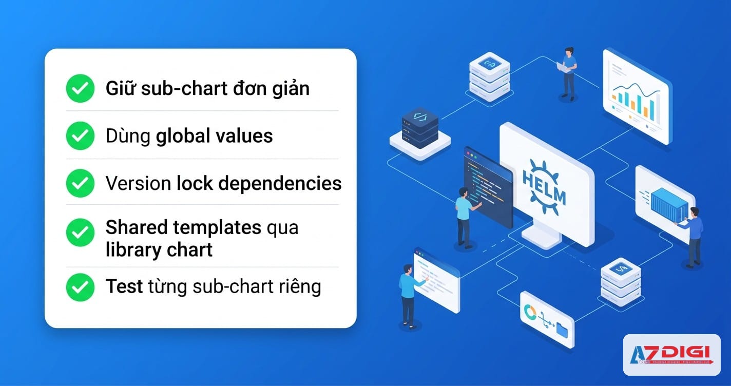 Checklist best practices cho umbrella chart và microservices charts