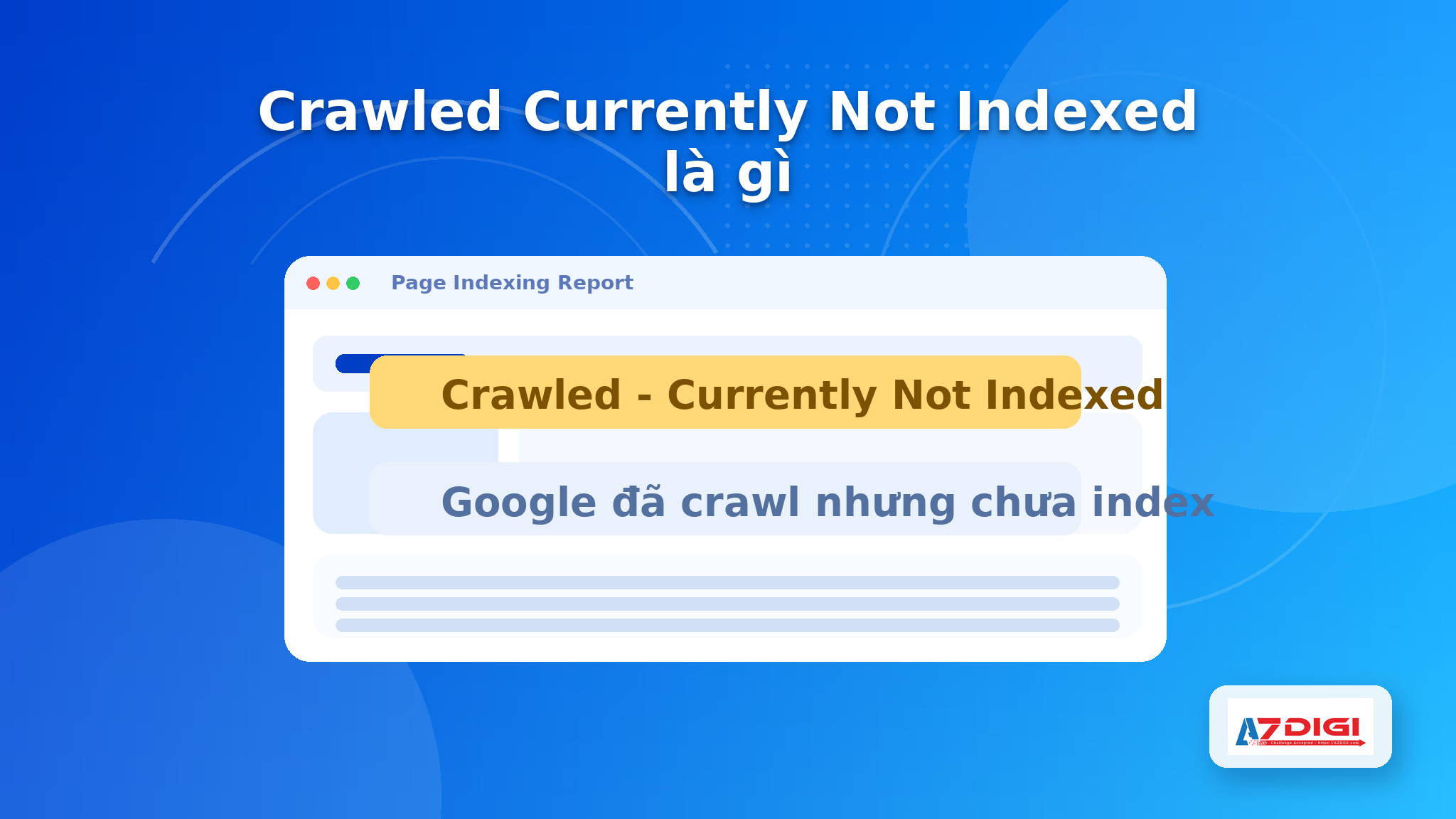 Minh hoạ trạng thái crawled currently not indexed trong Search Console