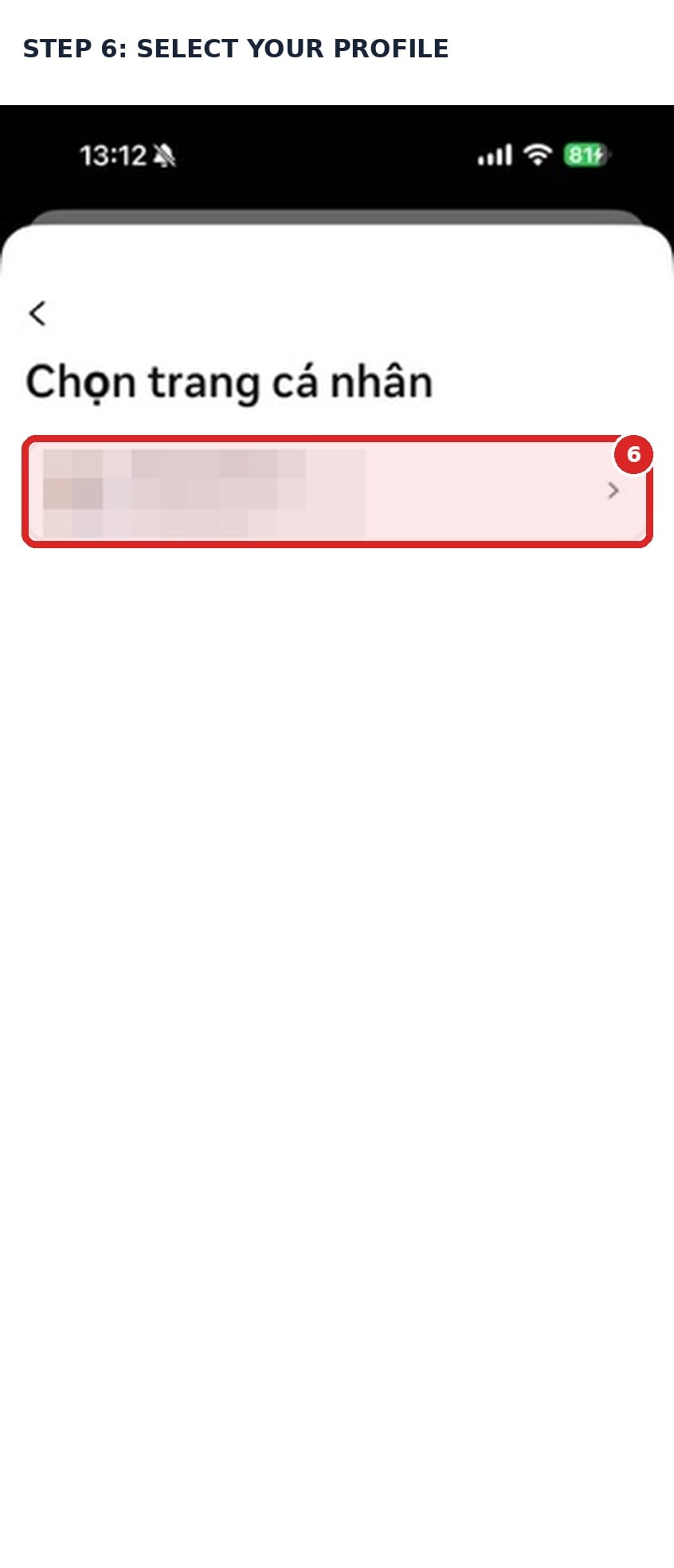 Select a profile for video selfie verification