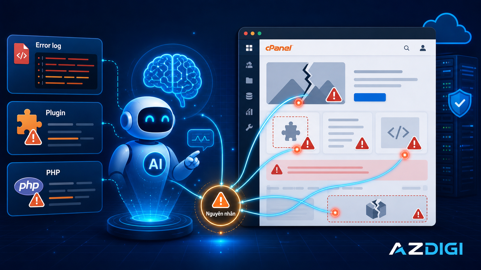 AI troubleshooting workflow on cPanel hosting