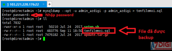 Lệnh backup và restore MySQL trên Linux