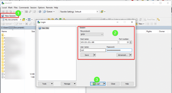 How to use WinSCP to connect to the server via sFTP