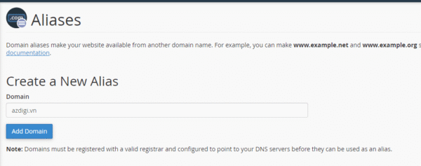 How to configure Aliases on cPanel