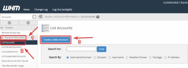 How to create a User on Reseller Hosting