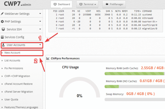 How to create User Account on CentOS Web Panel (CWP)
