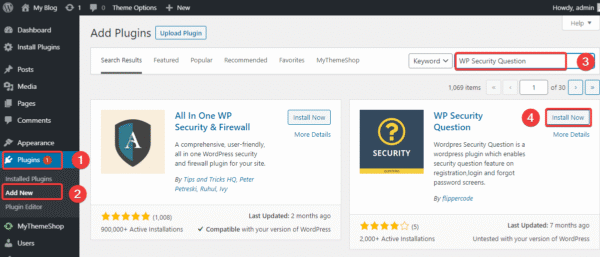 Set up security questions when logging in to WordPress